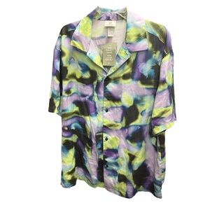 H&M Men’s Button down shirt 100% Tencel tie dye look NEW Size Large
